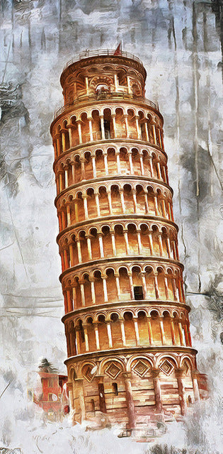 Bedroom Retro Golden Tower Landscape Canvas Painting