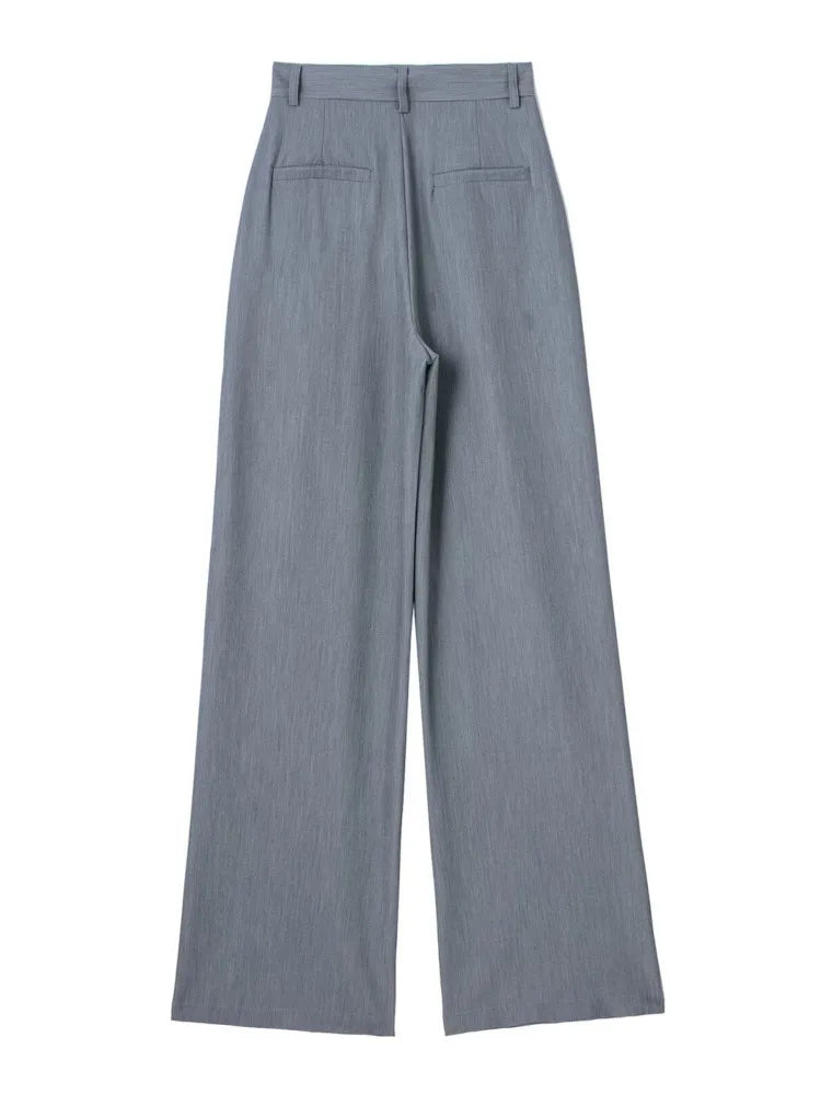 Striped High Waist Straight Pants Autumn