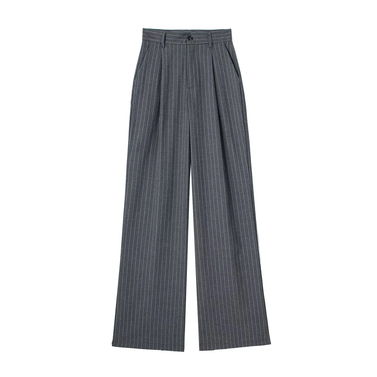 Striped High Waist Straight Pants Autumn