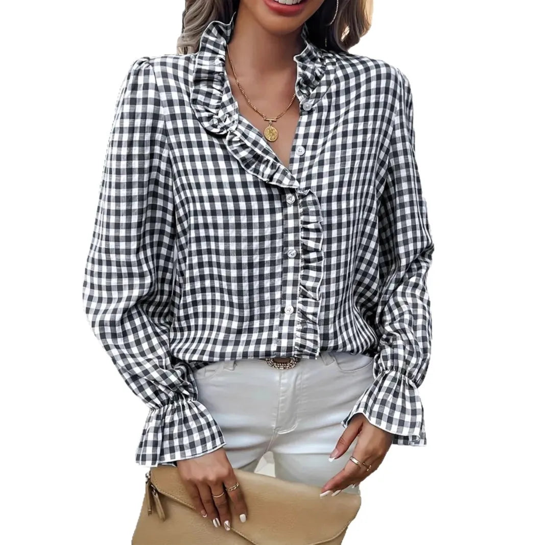 Casual Loose Plaid Shirts For Women