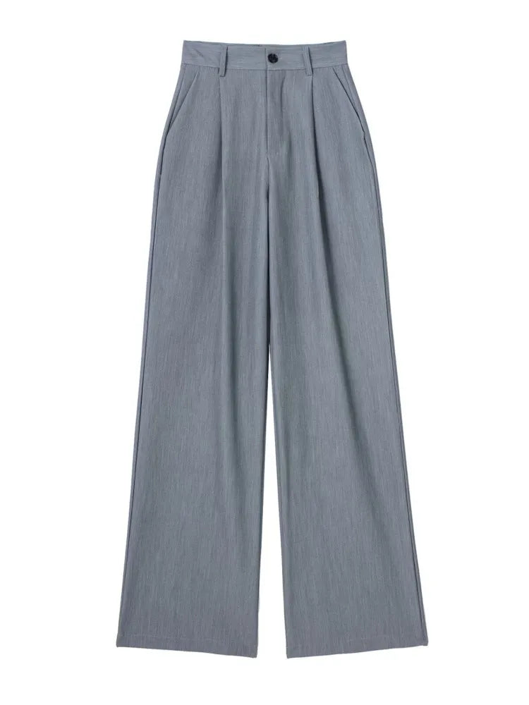 Striped High Waist Straight Pants Autumn