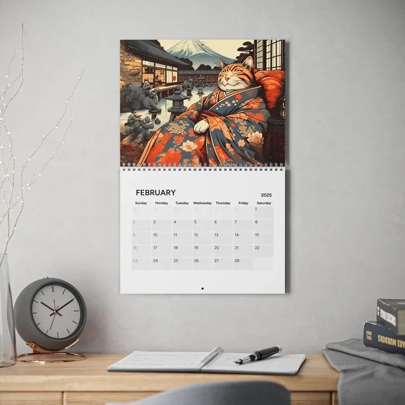 2025 Cross-border New Arrival Sleepy Cats Of Edo 2025 Wall Calendar Cat Lovers